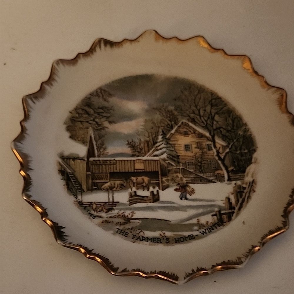 Currier & IVves Plate with Winter Scene